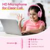 EarFun Kids Headphones Wired with Microphone, 85/94dB Volume Limit Headphones for Kids, Portable Wired Headphone with Shareport, Stereo Sound Foldable Headset for School/Tablet/Kindle Fuscia Pink view 2