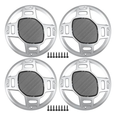 ACROPIX 6" Car Speaker Grills Cover Mesh Round 6 Inch Audio Speaker Subwoofer Guard Protector Case with Mounting Screws Iron Silver Tone Black - Pack of 4