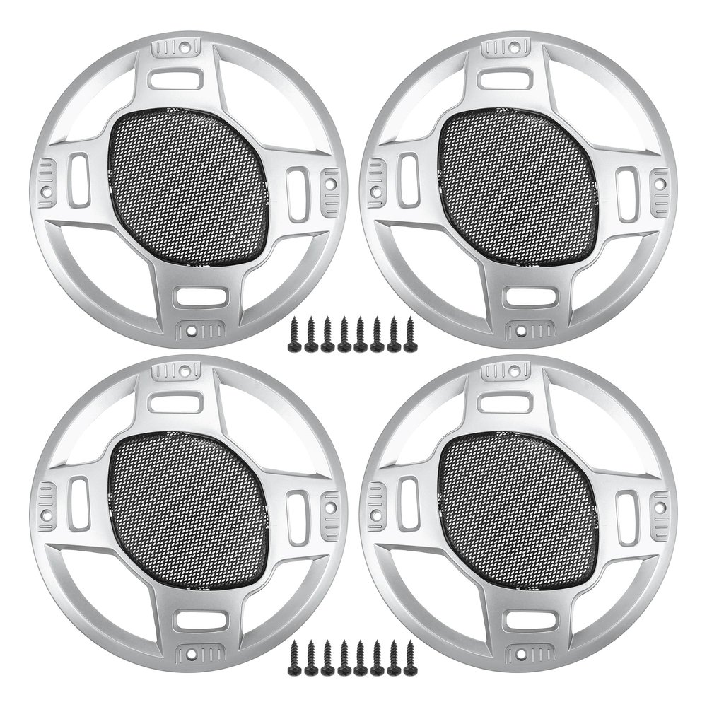 ACROPIX 6" Car Speaker Grills Cover Mesh Round 6 Inch Audio Speaker Subwoofer Guard Protector Case with Mounting Screws Iron Silver Tone Black - Pack of 4