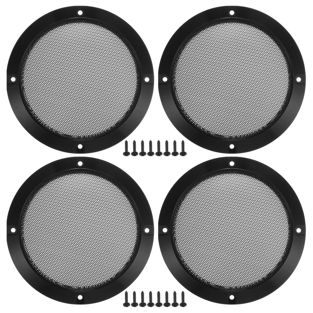 ACROPIX Universal 5" Car Speaker Grills Cover Mesh Round 5 Inch Audio Speaker Subwoofer Guard Protector Case with Mounting Screws Iron Gloss Black - Pack of 4