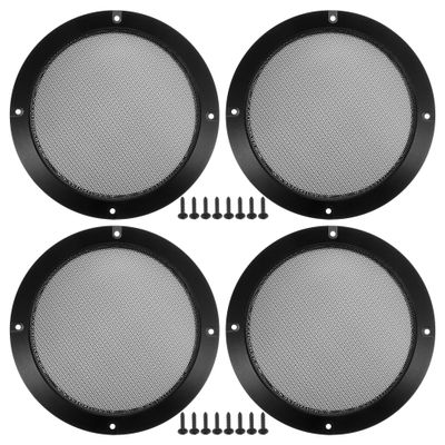 ACROPIX 6.5" Car Speaker Grills Cover Mesh Round 6.5 Inch Audio Speaker Subwoofer Guard Protector Case with Mounting Screws Iron Gloss Black - Pack of 4