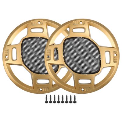 ACROPIX 6" Car Speaker Grills Cover Mesh Round 6 Inch Audio Speaker Subwoofer Guard Protector Case with Mounting Screws Iron Gold Tone Black - Pack of 2