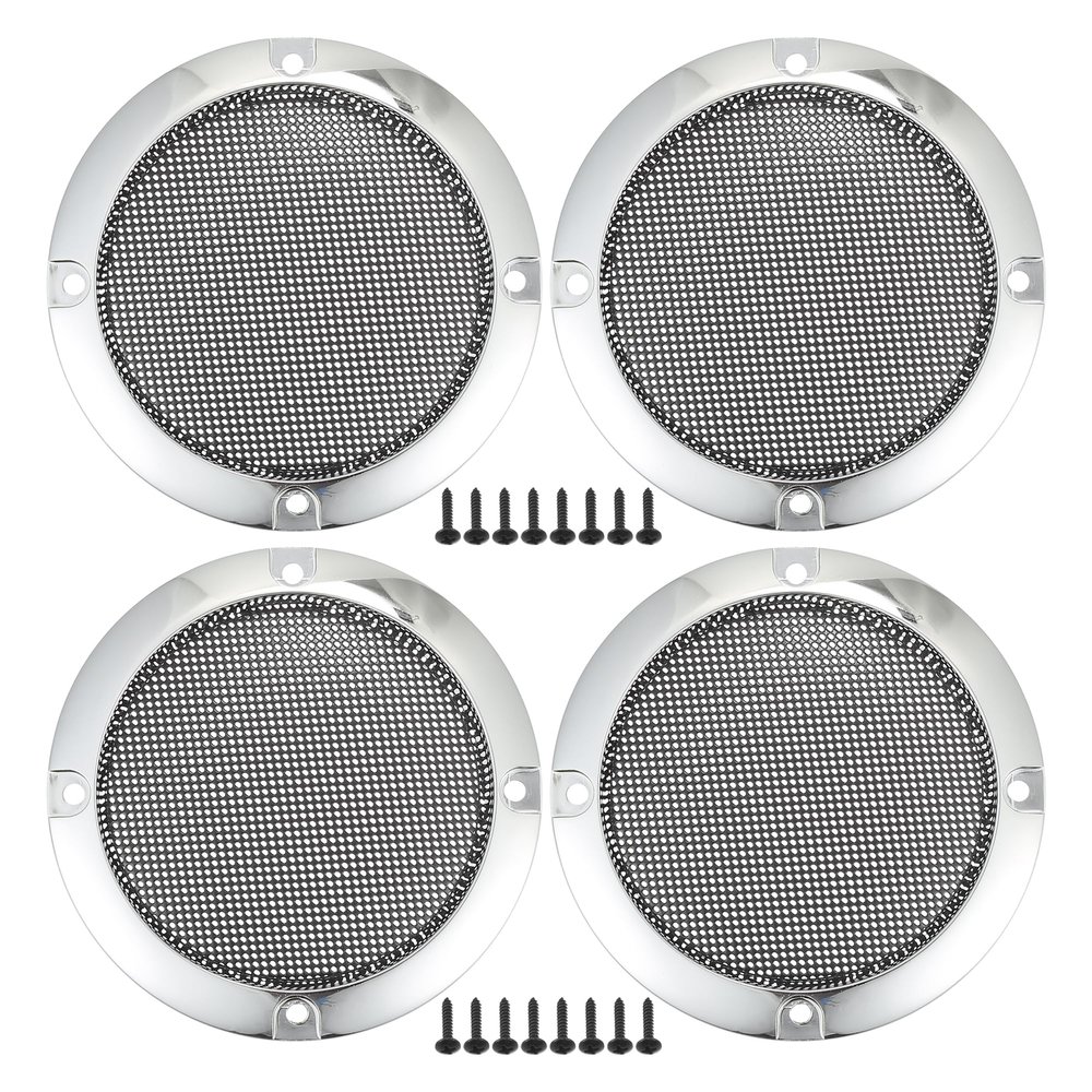 ACROPIX Universal 3" Car Speaker Grills Cover Mesh Round 3 Inch Audio Speaker Subwoofer Guard Protector Case with Mounting Screws Iron Silver Tone - Pack of 4