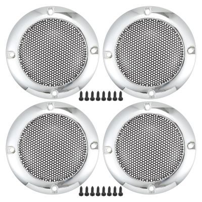ACROPIX Universal 2" Car Speaker Grills Cover Mesh Round 2 Inch Audio Speaker Subwoofer Guard Protector Case with Mounting Screws Iron Silver Tone - Pack of 4