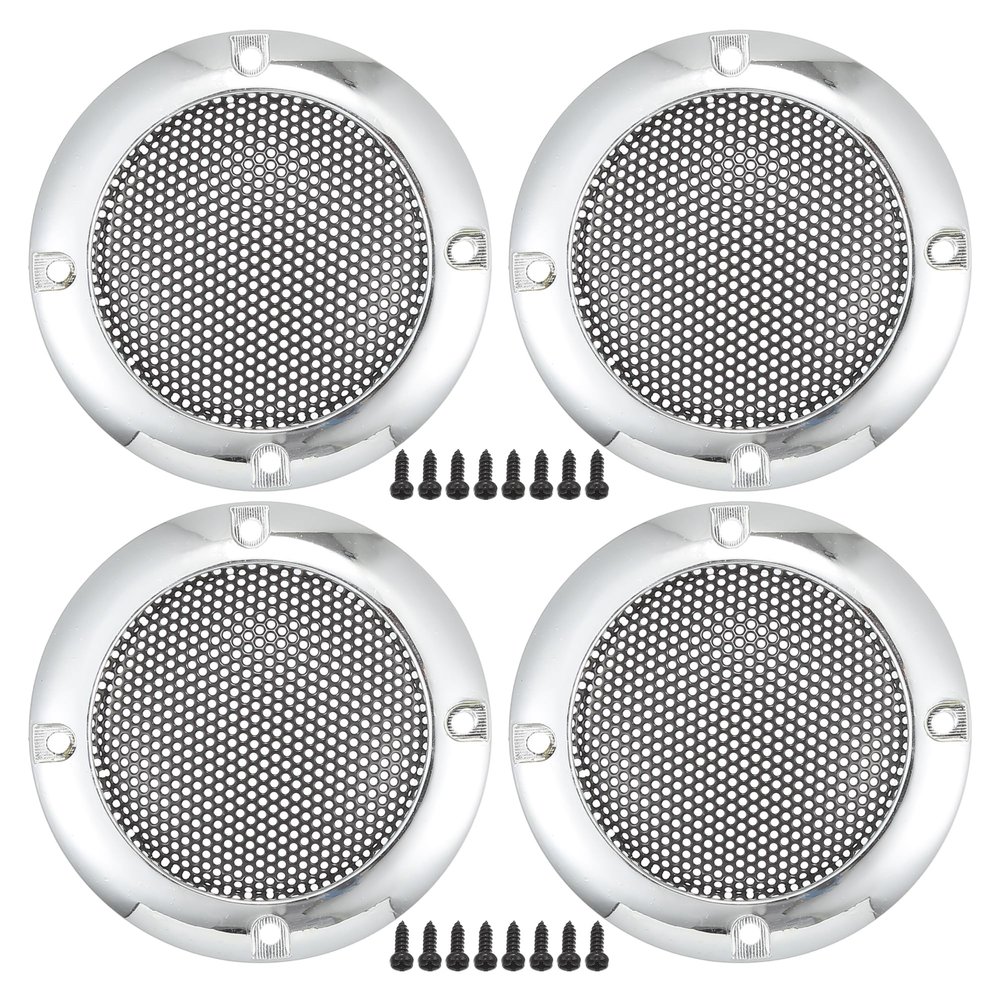 ACROPIX Universal 2" Car Speaker Grills Cover Mesh Round 2 Inch Audio Speaker Subwoofer Guard Protector Case with Mounting Screws Iron Silver Tone - Pack of 4