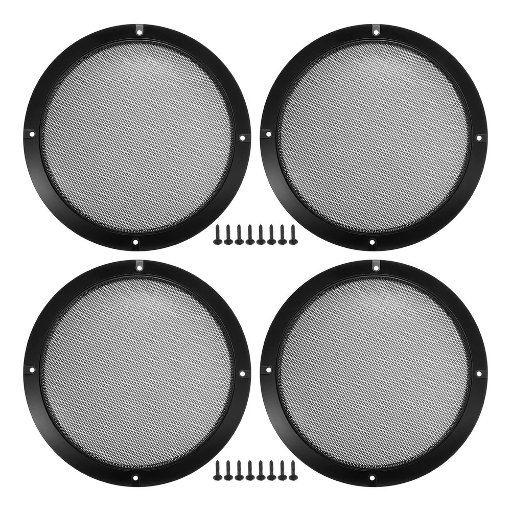 ACROPIX Universal 8" Car Speaker Grills Cover Mesh Round 8 Inch Audio Speaker Subwoofer Guard Protector Case with Mounting Screws Iron Gloss Black - Pack of 4