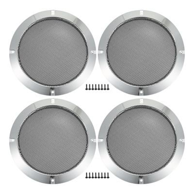 ACROPIX 6.5" Car Speaker Grills Cover Mesh Round 6.5 Inch Audio Speaker Subwoofer Guard Protector Case with Mounting Screws Iron Silver Tone - Pack of 4