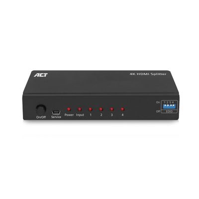 ACT AC7831 4K HDMI Splitter 1 in 4 Outputs, Supports EDID, HDMI 1.4 High Speed, Mirror Mode