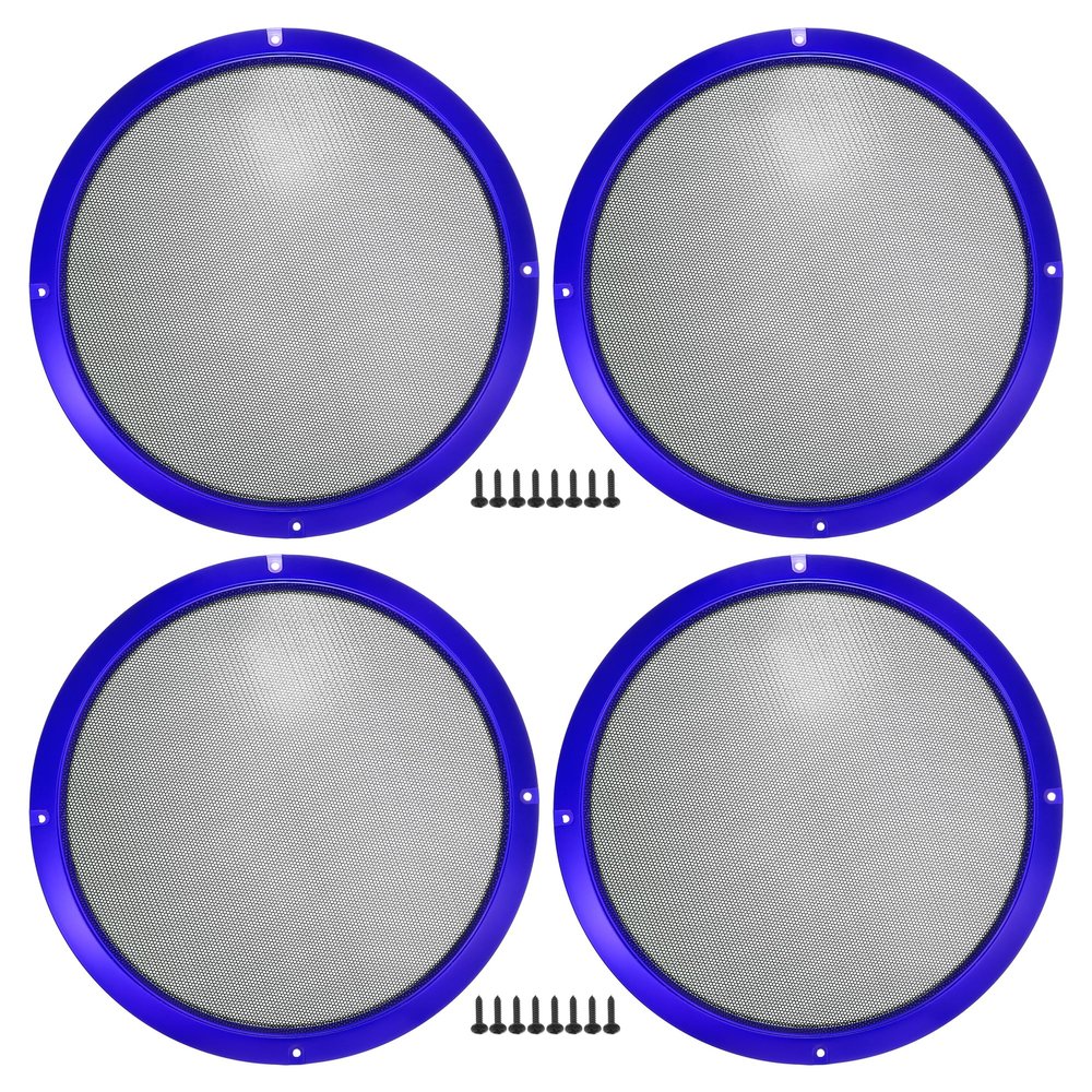 ACROPIX Universal 10" Car Speaker Grills Cover Mesh Round 10 Inch Audio Speaker Subwoofer Guard Protector Case with Mounting Screws Iron Blue - Pack of 4