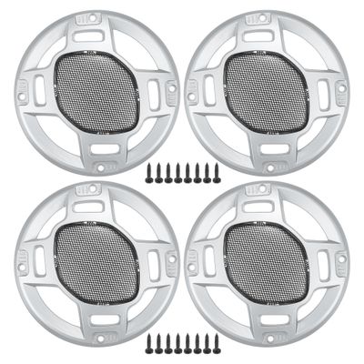 ACROPIX 5" Car Speaker Grills Cover Mesh Round 5 Inch Audio Speaker Subwoofer Guard Protector Case with Mounting Screws Iron Silver Tone Black - Pack of 4