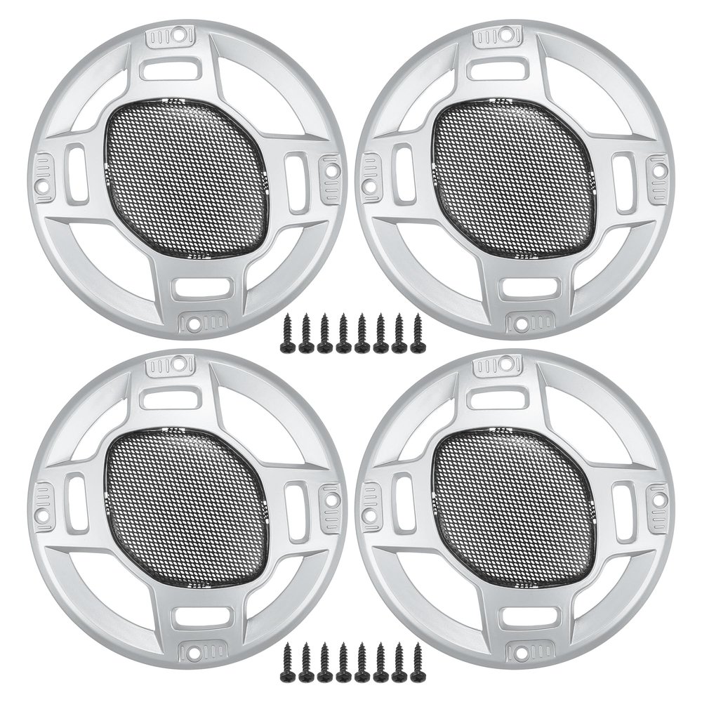 ACROPIX 5" Car Speaker Grills Cover Mesh Round 5 Inch Audio Speaker Subwoofer Guard Protector Case with Mounting Screws Iron Silver Tone Black - Pack of 4