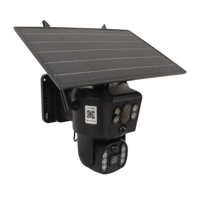 4K Security Camera Outdoor, Dual Lens Solar Powered Camera with 355 Pan Tilt, Motion Detection, Full Color Night Vision, 2 Way Talk, IP55 SD Cloud Storage, 24/7