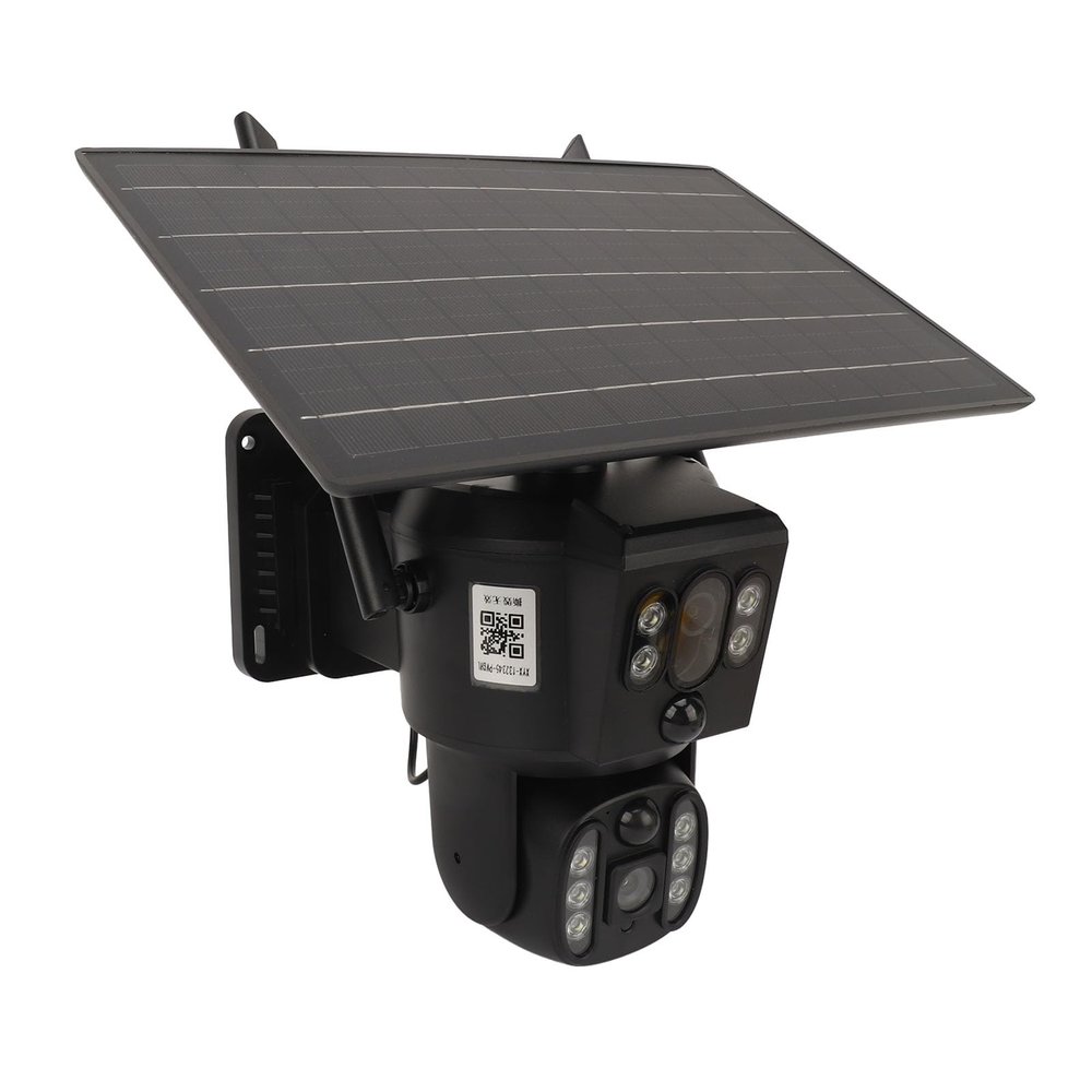 4K Security Camera Outdoor, Dual Lens Solar Powered Camera with 355 Pan Tilt, Motion Detection, Full Color Night Vision, 2 Way Talk, IP55 SD Cloud Storage, 24/7