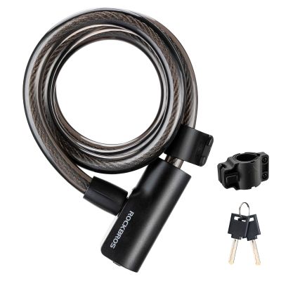 ROCKBROS Bike Cable Lock with 2 Keys, PVC-Coated Steel and Mount Bracket