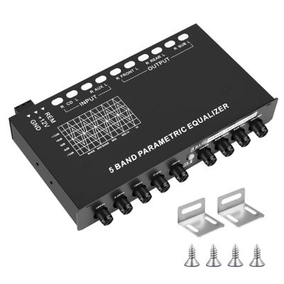 Luejnbogty 5-Band Car Audio Equalizer, Adjustable 5 Bands EQ Car Amplifier Graphic Equalizer with CD/AUX Input Select Switch,Black, 500273744A2