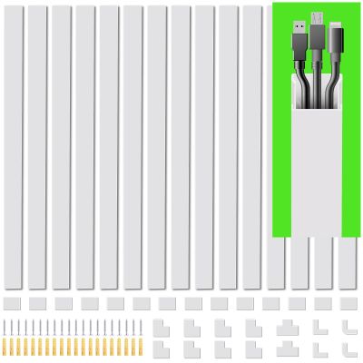 235.5 Inch Cord Hider Kit, Cord Covers for Wires on Wall, Cord Cover Raceway Kit, Paintable Cord Concealer Cord Hider, Home TV Office Wall Wire Cover Hider, 15X L15.7in X W0.95in X H0.56in, White