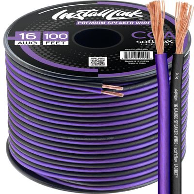 16 AWG Gauge Speaker Wire Cable Stereo, Car or Home Theater, CCA (100 Feet) by Install Link