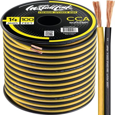 Install Link 14 AWG Gauge Speaker Wire Cable (100 Feet) Stereo, Car or Home Theater (CCA)