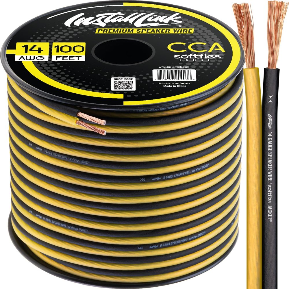 Install Link 14 AWG Gauge Speaker Wire Cable (100 Feet) Stereo, Car or Home Theater (CCA)