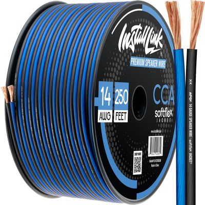 Install Link 14 AWG Gauge Speaker Wire Cable (250 Feet) Stereo, Car or Home Theater (CCA)