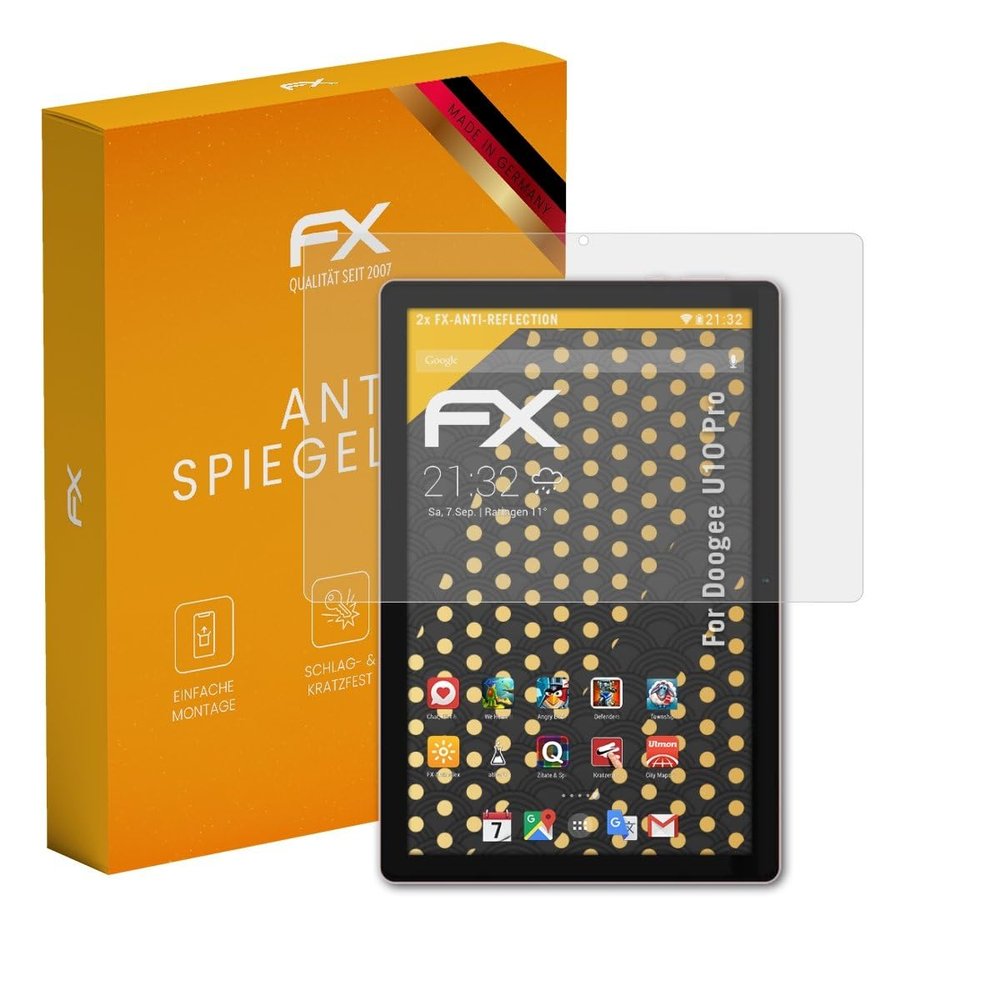 atFoliX Screen Protector compatible with Doogee U10 Pro Screen Protection Film, anti-reflective and shock-absorbing FX Protector Film (2X)