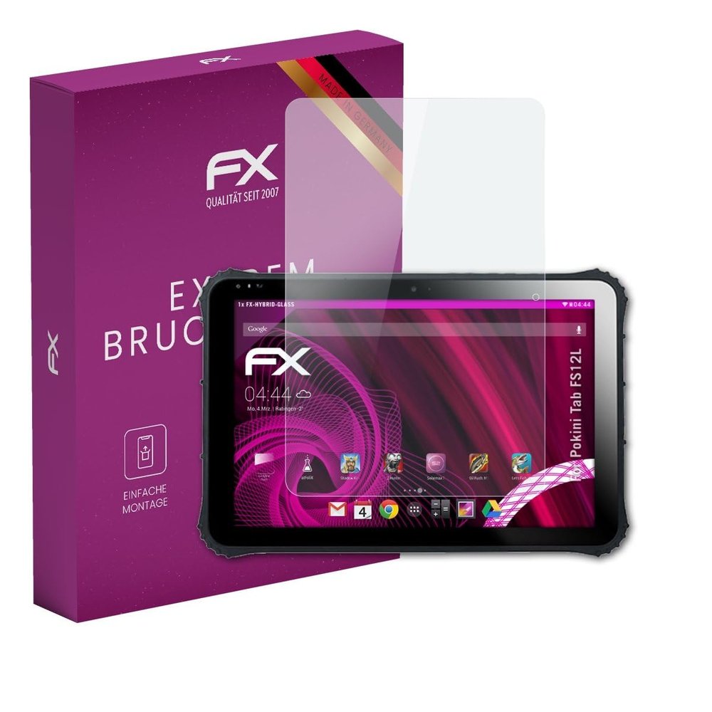 atFoliX Plastic Glass Protective Film compatible with Pokini Tab FS12L, 9H Hybrid-Glass FX Screen Protector