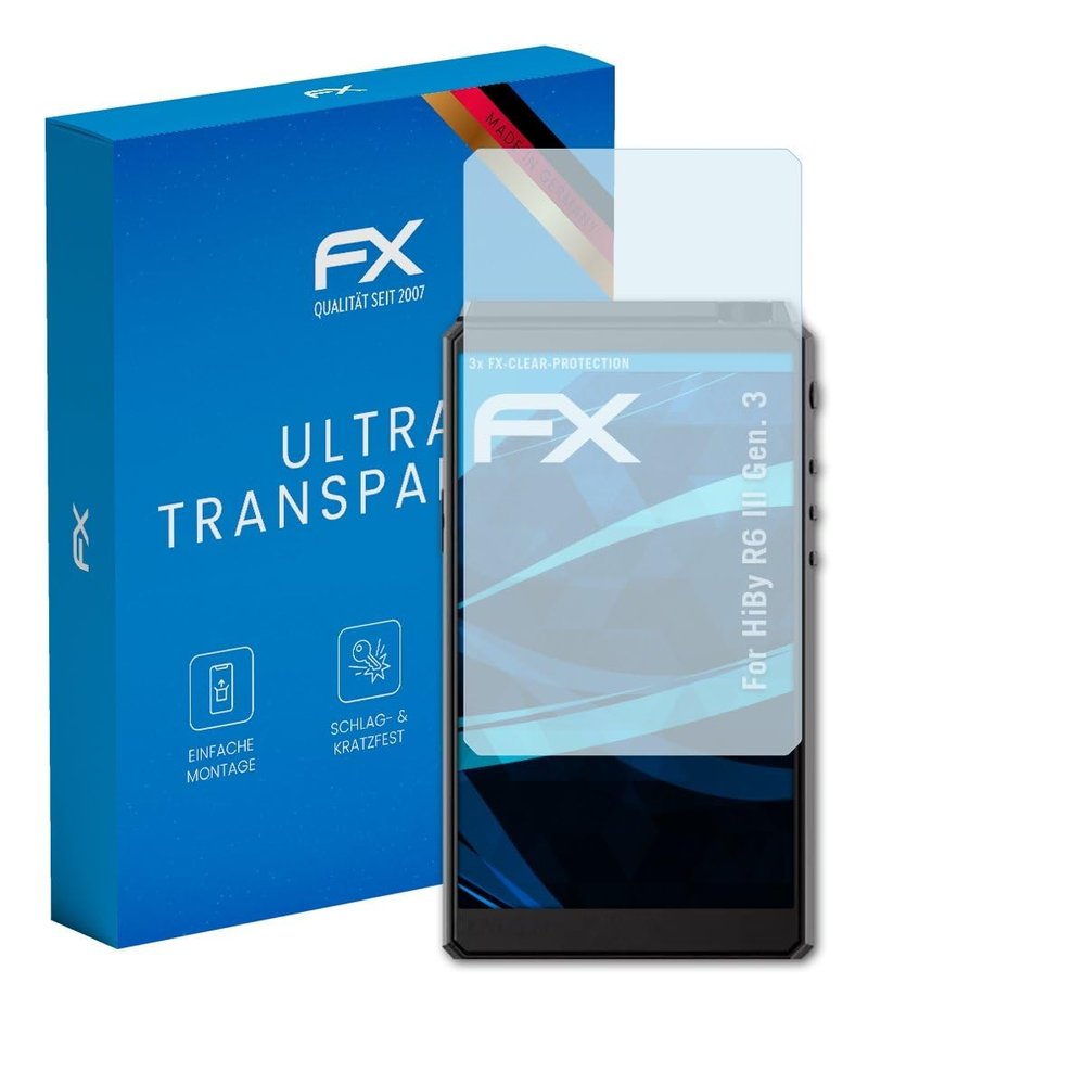 atFoliX Screen Protection Film compatible with HiBy R6 III Gen. 3 Screen Protector, ultra-clear FX Protective Film (3X)