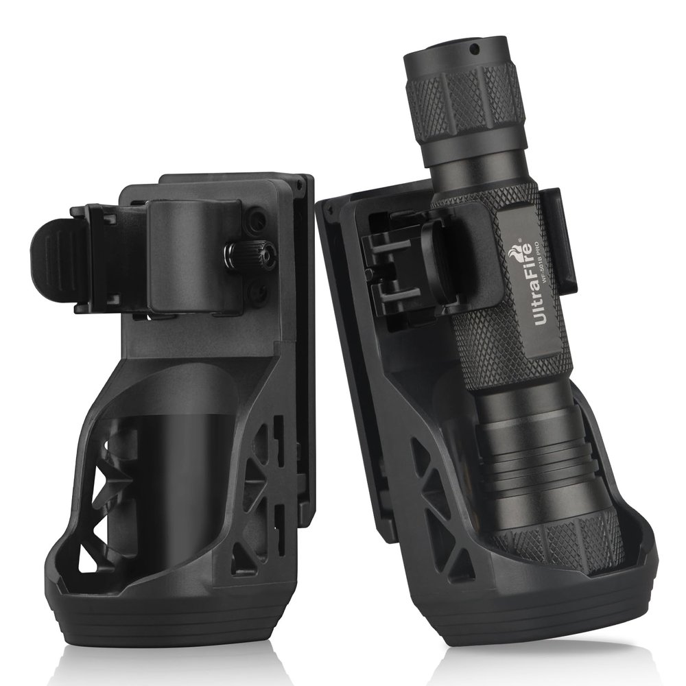 ULTRAFIRE W66 Tactical Flashlight Holster 2 Pack, Rotatable Duty Belt Flashlight Holder with Lever Side Lock System, Only Suitable for 0.9"-1.2" Diameter Flashlights