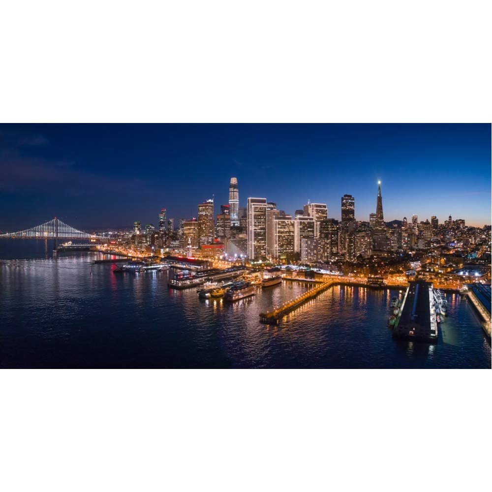 DORCEV 12x8ft San Francisco Cityscape Photo Backdrop Banner City Night Skyline Photo Background Skyscraper Night Scene City Theme Party Online Live Broadcast New Year Eve Gala Portraits Wallpaper