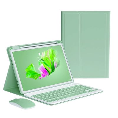 kaitesi Keyboard Case Mouse for iPad Air 13 inch (M3/M2)/ iPad Pro 12.9 inch (6th/5th/4th/3rd Gen) Case with Magnetically Detachable Wireless Color Keyboard,Mint Green