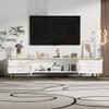 Aiuyesuo Glass Doors TV Stand for 65+ Inch TV, Modern Entertainment Center with Gold Leg,Television Console Table with Storage Cabinet and 4 Drawers,Wood Media Furniture for Living Room (White-uu78) view 2