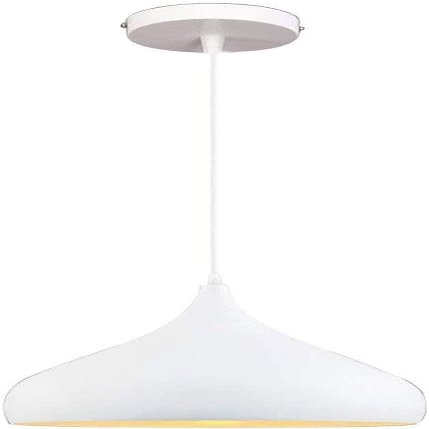 SteFik Modern Metal Hanging Lamp Simple Black and White Lampshade Compatible with Dining Room Bedside Pendant Light Aisle Balcony Decoration Chandelier Industrial Style Pendant Lamp,Pendant