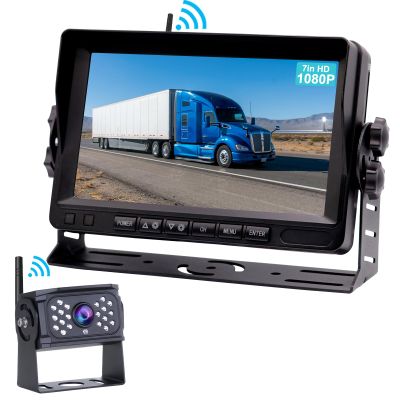 B-Qtech Wireless RV Backup Camera Digital Signal 7'' Plug and Play: Pre-Wired for Furrion System Rear View Camera HD 1080P Night Vision Waterproof Reverse Cam Monitor for Trailer Camper Van