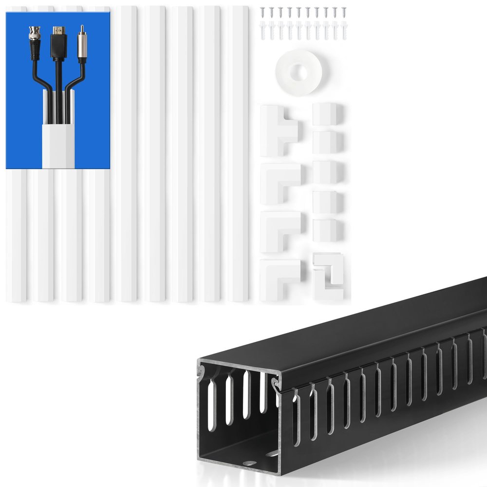 153in Wall Cable Hider, ZhiYo TV Wire Hider for Wall Cord Hider to Hide 3-4 Cords & ZhiYo Cable Raceway 78in(2xL39in) Bundle