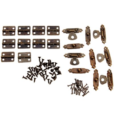 Box Latch Hasps Cabinet Door Furniture Hinge Jewelry Boxes Decorative Hinge Fittings Screws (Color : Antique Bronze, Size : 1SIZE)
