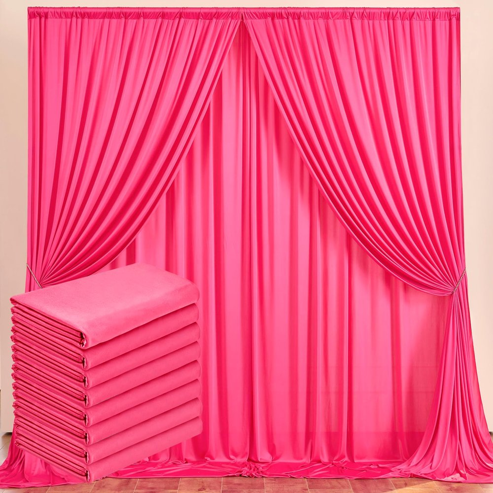 10ftx40ft Fuchsia Wrinkle-Free Backdrop Drapes Curtains, Fuchsia Polyester Background Decorations for Wedding Home Party Supplies