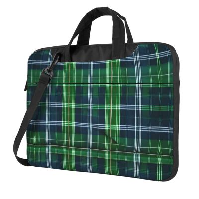 Ogniwo Blue Scottish Tartan Print Notebook Computer Protective Carrying Cover With Pocket,13 Inch Laptop Shoulder Bag
