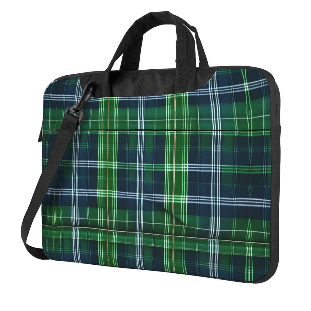 Ogniwo Blue Scottish Tartan Print Notebook Computer Protective Carrying Cover With Pocket,13 Inch Laptop Shoulder Bag