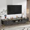 Aiuyesuo Glass Doors TV Stand for 65+ Inch TV, Modern Entertainment Center with Gold Leg,Television Console Table with Storage Cabinet and 4 Drawers,Wood Media Furniture for Living Room (Black-uu78) view 1