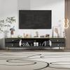 Aiuyesuo Glass Doors TV Stand for 65+ Inch TV, Modern Entertainment Center with Gold Leg,Television Console Table with Storage Cabinet and 4 Drawers,Wood Media Furniture for Living Room (Black-uu78) view 2