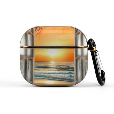 Beach by The Window Design Case Compatible with AirPods Case 3 2021 with Keychain Shockproof Protective