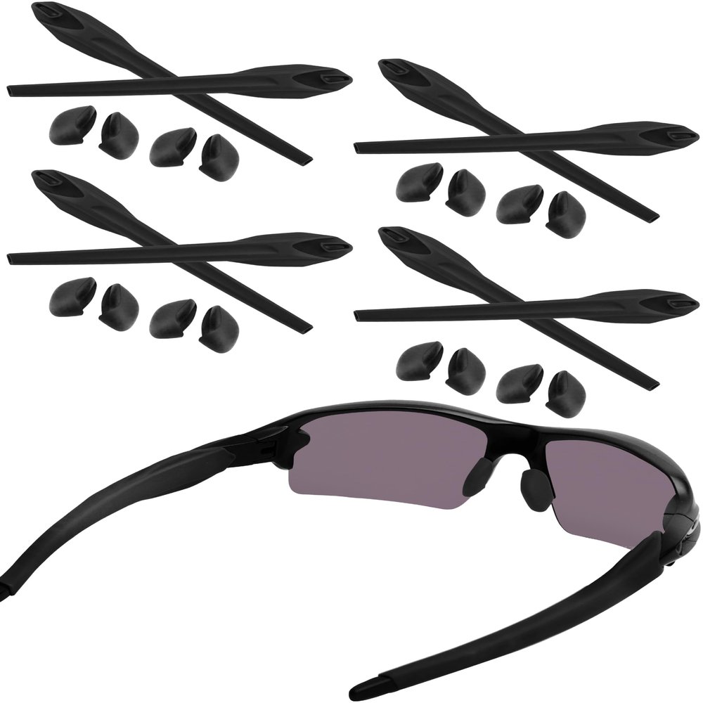 Bowyer 4 Pairs Replacement Rubber Kits Compatible with Oakley Flak 2.0/Flak 2.0 XL Sunglass- Black