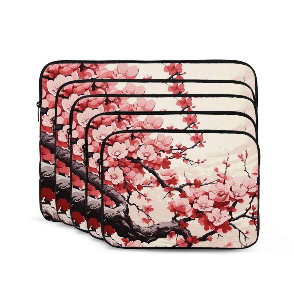Dwrepo Japanese Floral Cherry Blossom Print Laptop Sleeve Portable Laptop Case Fashion Laptop Bag Durable Briefcase for Men Women Bag 13 inch