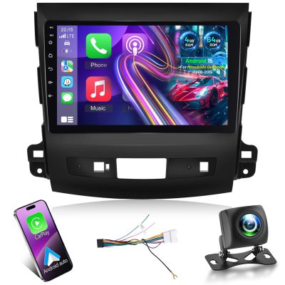 [5GHz WiFi]+64G Android Car Stereo for Mitsubishi Outlander 2008-2015 - 9 Inch IPS Touchscreen Radio with Wireless Carplay & Android Auto/EQ/GPS + AHD Rear View Camera