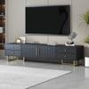 Modern TV Stand for 65+ Inch TV, High Gloss Entertainment Center TV Cabinet,Entertainment Center TV Media Console Table with Storage,TV Console Cabinet Furniture for Living Room (Black + MDF-LL658) view 1