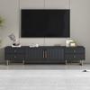 Modern TV Stand for 65+ Inch TV, High Gloss Entertainment Center TV Cabinet,Entertainment Center TV Media Console Table with Storage,TV Console Cabinet Furniture for Living Room (Black + MDF-LL658) view 2