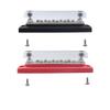 Frianchlly 10 Terminal Bus Bar Kit with Cover Ground Distribution for Automotive and Marine, Bus Bar 2 Studs 10 Screw Terminals, Max 48V 150A (Red & Black) 2PCS view 1