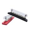 Frianchlly 10 Terminal Bus Bar Kit with Cover Ground Distribution for Automotive and Marine, Bus Bar 2 Studs 10 Screw Terminals, Max 48V 150A (Red & Black) 2PCS view 2