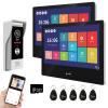 WiFi Video Door Phone Apartment Intercom System,Wired 2PC 10 Inch Touch Monitor with 1080P Doorbell Camera,RFID Card Unlocking for Home Villa Tuya,32G view 1