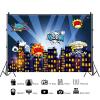 15x10ft City Backdrop Cartoon Night Cityscape Skyline Buildings Photography Background Kids Boys Birthday Party Event Banner Decorations Cake Table Supplies Photo Booth Props view 2